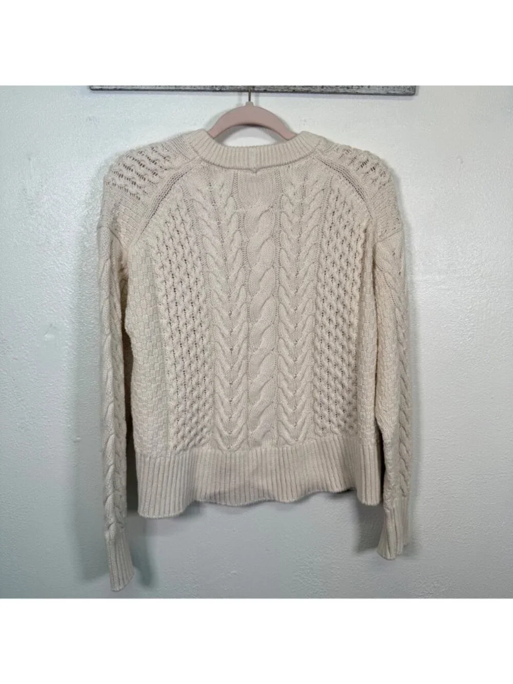 Everlane The Cable Sweater Everyday Organic Cotton Boxy Crewneck Fisherman Small - Picture 4 of 15